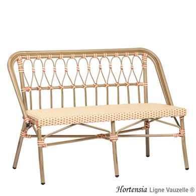 Banc HORTENSIA Tressage Creme et Rose Pastel