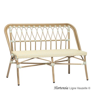 Banc HORTENSIA Tressage Creme et Bleu Pastel