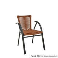 Fauteuil SAINT FLORENT Corde Terracotta, Structure Noire Mat