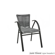 Fauteuil SAINT FLORENT Corde Grise, Structure Noire Mat