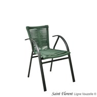 Fauteuil SAINT FLORENT Corde Verte, Structure Noire Mat