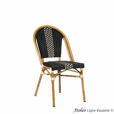 Chaise ATOLEO Tressage Noir & Beige , Alu Aspect Rotin