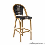 Tabouret ATOLEO Tressage Noir & Beige , Alu Aspect Rotin