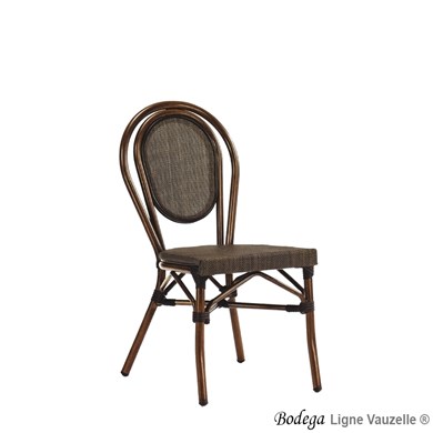 Chaise BODEGA Alu Bambou Marron, Textilène Col. Chocolat.