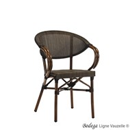 Fauteuil BODEGA Alu Bambou Marron, Textilène Col. Chocolat
