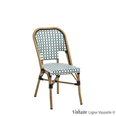 Chaise VOLTAIRE Tressage Bleu, Blanc & Noir