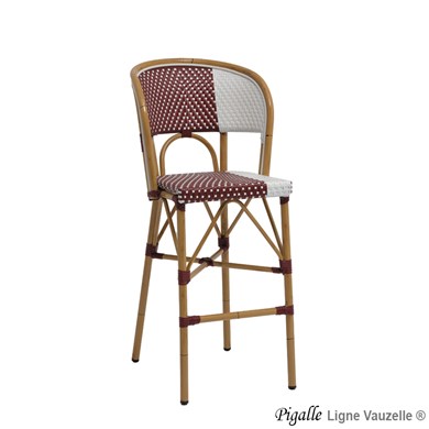 Tabouret PIGALLE Tressage Rouge & Blanc