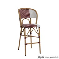 Tabouret PIGALLE Tressage Rouge & Blanc