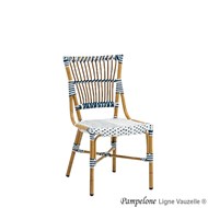 Chaise PAMPELONE Tressage Blanc & Bleu Structure Aluminium