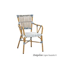 Fauteuil PAMPELONE Tressage Blanc & Bleu Structure Aluminium