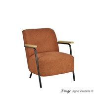 Fauteuil NUAGE Tapissé Bouclettes Rouille, Bois Naturel