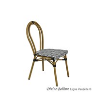 Chaise DIVINE BOHEME,Alu Epoxy Rotin, Tissage teslin Noir & B
