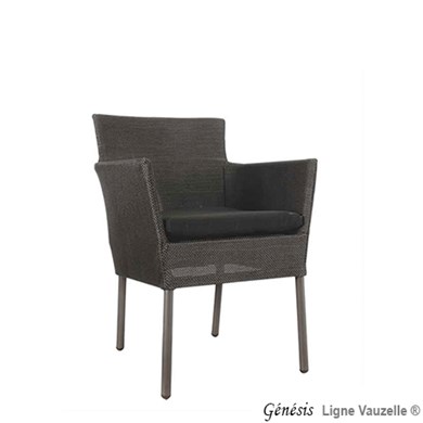 Fauteuil GENESIS avec Coussin Tissu Polyester Noir.