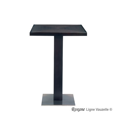 PiètementROXANE Platine Inox Satiné 40x40cm,Col.BoisCarrée, Noyer