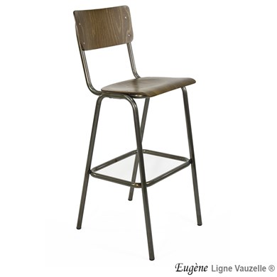 Tabouret EUGENE Bois, hauteur d'assise 80cm