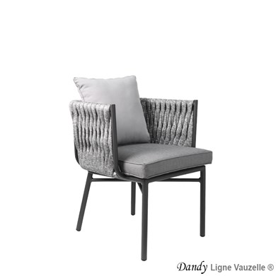 Fauteuil DANDY NON empilable Coussin d'Ass.Gris et Dos Taupe