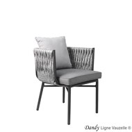 Fauteuil DANDY NON empilable Coussin d'Ass.Gris et Dos Taupe